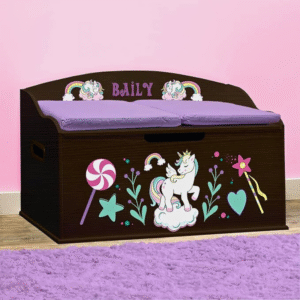 DIBSIES Personalized Toy Box - Unicorns Color Espresso